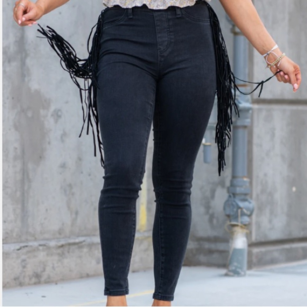 Judy Blue Black fringe jeans